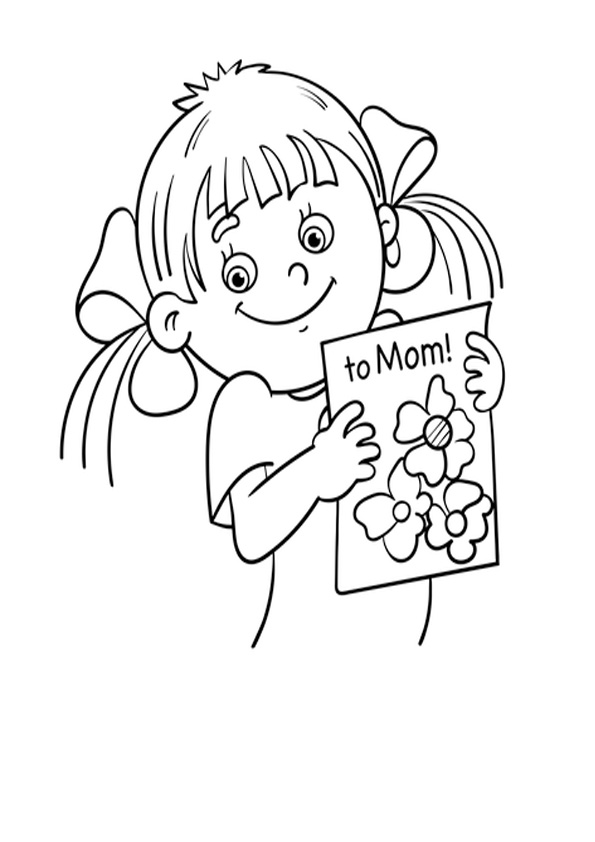 Kids with Mothers Day Card Coloring Pages coloring page